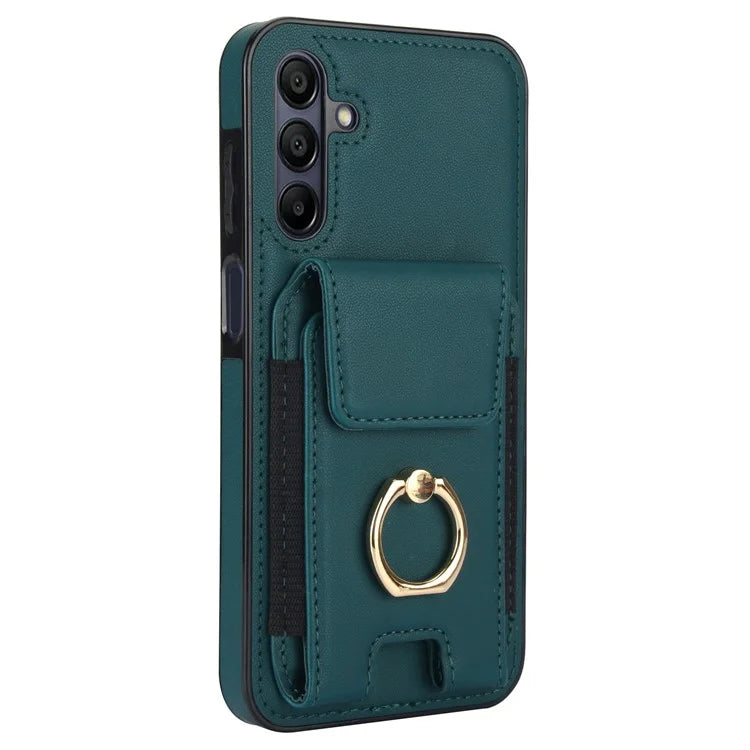 For Samsung Galaxy A15 4G / A15 5G Case Ring Kickstand Leather+TPU Cover with Card Holder