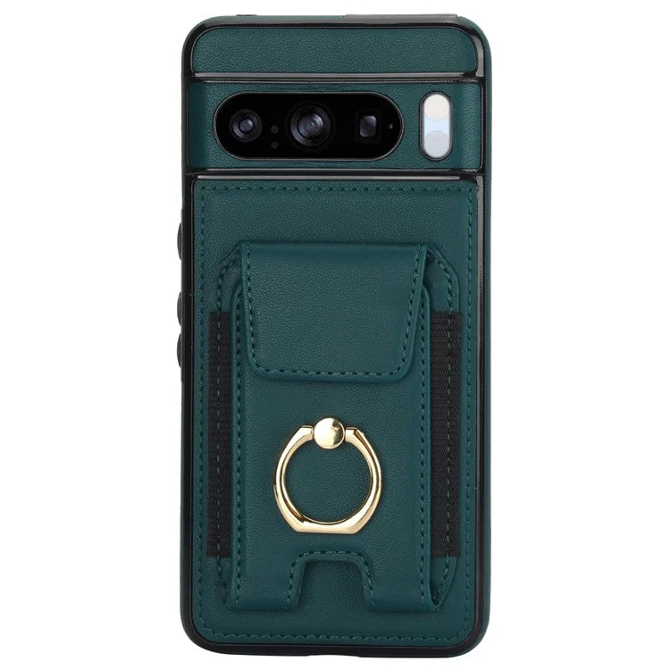 For Google Pixel 8 Pro Case Anit-Fall Kickstand Leather + TPU Phone Cover