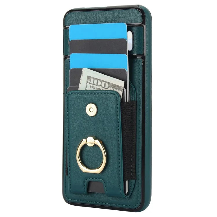 For Google Pixel 8 Pro Case Anit-Fall Kickstand Leather + TPU Phone Cover