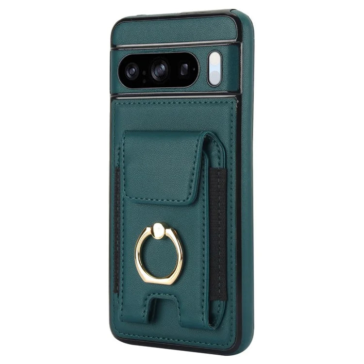 For Google Pixel 8 Pro Case Anit-Fall Kickstand Leather + TPU Phone Cover