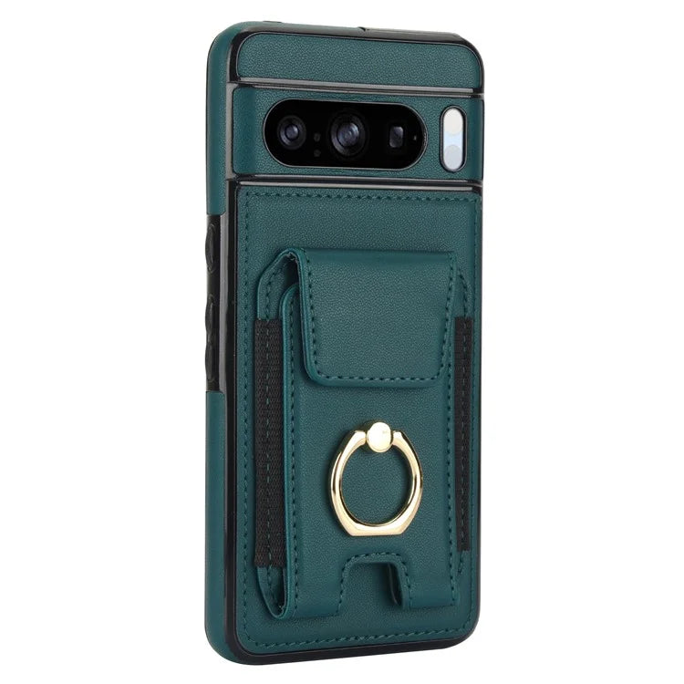 For Google Pixel 8 Pro Case Anit-Fall Kickstand Leather + TPU Phone Cover