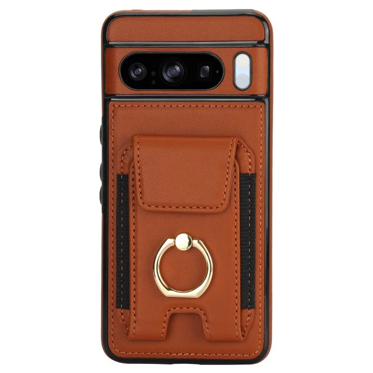 For Google Pixel 8 Pro Case Anit-Fall Kickstand Leather + TPU Phone Cover
