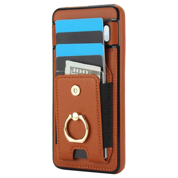 For Google Pixel 8 Pro Case Anit-Fall Kickstand Leather + TPU Phone Cover