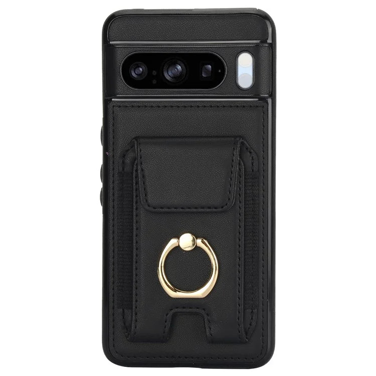 For Google Pixel 8 Pro Case Anit-Fall Kickstand Leather + TPU Phone Cover