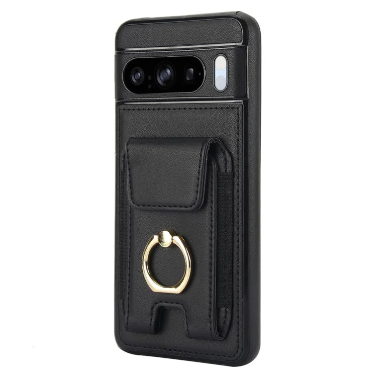 For Google Pixel 8 Pro Case Anit-Fall Kickstand Leather + TPU Phone Cover