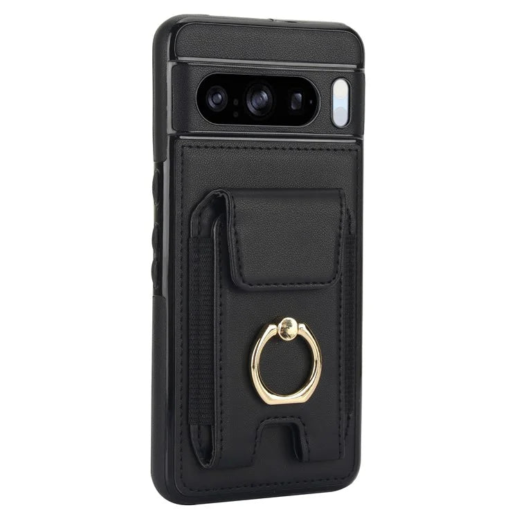 For Google Pixel 8 Pro Case Anit-Fall Kickstand Leather + TPU Phone Cover