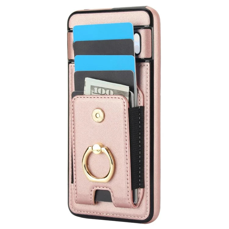 For Google Pixel 8 Pro Case Anit-Fall Kickstand Leather + TPU Phone Cover