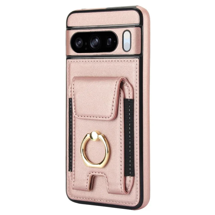 For Google Pixel 8 Pro Case Anit-Fall Kickstand Leather + TPU Phone Cover