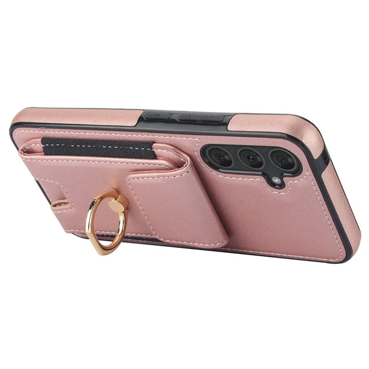 For Samsung Galaxy A14 5G / 4G Case Kickstand Card Bag Leather Coated TPU Phone Cover