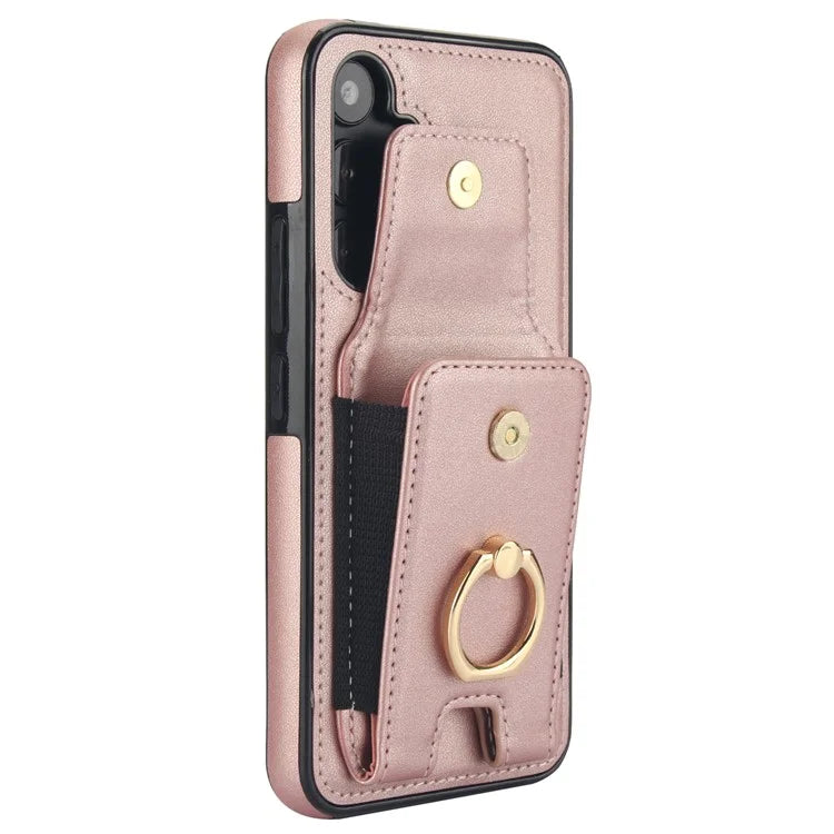 For Samsung Galaxy A14 5G / 4G Case Kickstand Card Bag Leather Coated TPU Phone Cover