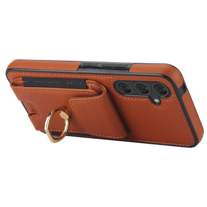For Samsung Galaxy A14 5G / 4G Case Kickstand Card Bag Leather Coated TPU Phone Cover