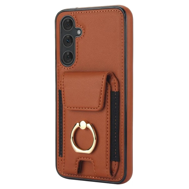For Samsung Galaxy A14 5G / 4G Case Kickstand Card Bag Leather Coated TPU Phone Cover