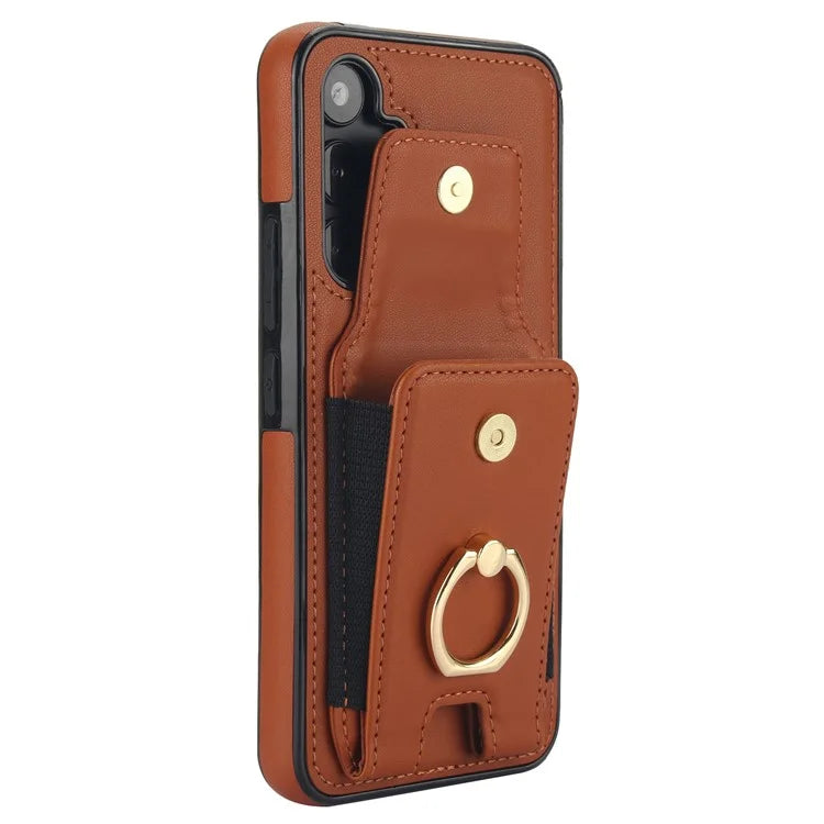 For Samsung Galaxy A14 5G / 4G Case Kickstand Card Bag Leather Coated TPU Phone Cover