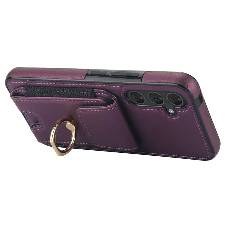 For Samsung Galaxy A14 5G / 4G Case Kickstand Card Bag Leather Coated TPU Phone Cover