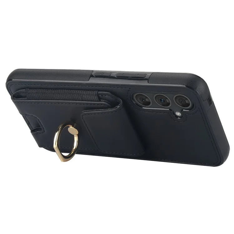For Samsung Galaxy A14 5G / 4G Case Kickstand Card Bag Leather Coated TPU Phone Cover
