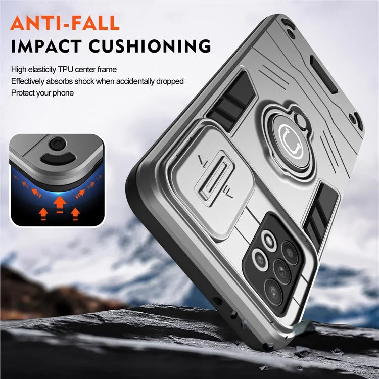 For Samsung Galaxy A32 4G (EU Version) Case PC+TPU Kickstand Phone Cover Slide Camera Lid