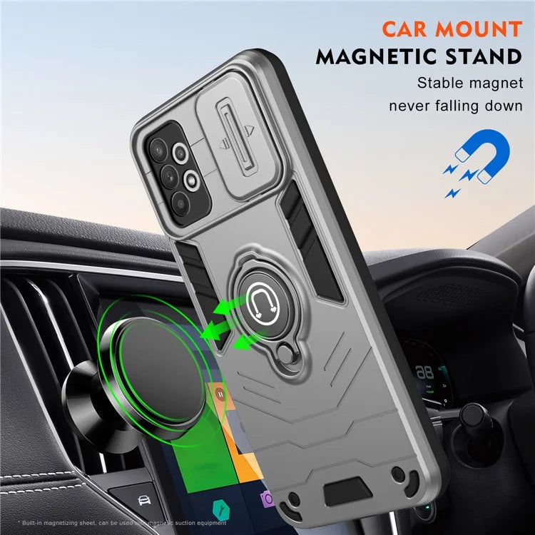 For Samsung Galaxy A32 4G (EU Version) Case PC+TPU Kickstand Phone Cover Slide Camera Lid