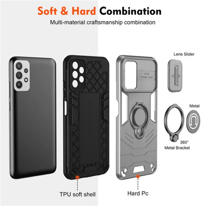 For Samsung Galaxy A32 4G (EU Version) Case PC+TPU Kickstand Phone Cover Slide Camera Lid