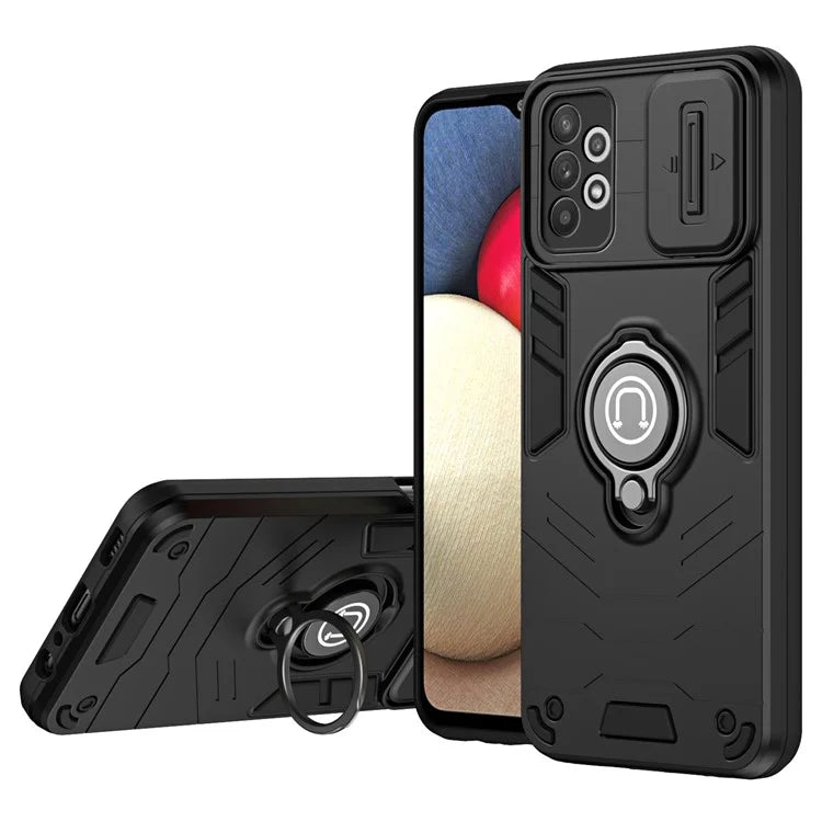 For Samsung Galaxy A32 4G (EU Version) Case PC+TPU Kickstand Phone Cover Slide Camera Lid