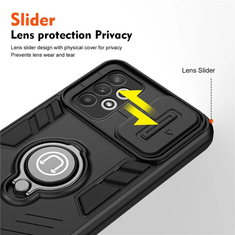 For Samsung Galaxy A32 4G (EU Version) Case PC+TPU Kickstand Phone Cover Slide Camera Lid