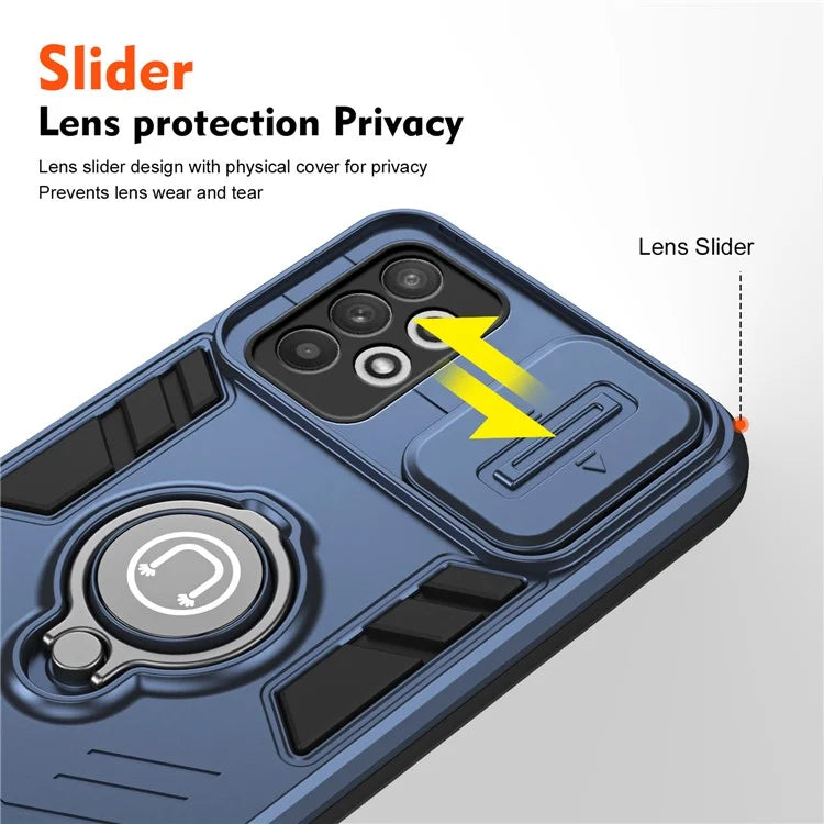 For Samsung Galaxy A32 4G (EU Version) Case PC+TPU Kickstand Phone Cover Slide Camera Lid