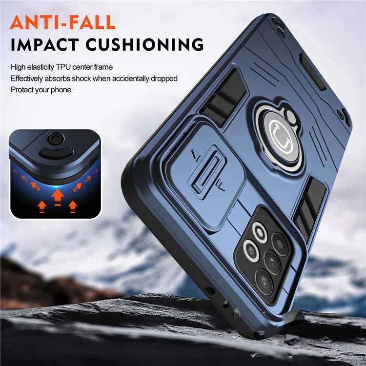 For Samsung Galaxy A32 4G (EU Version) Case PC+TPU Kickstand Phone Cover Slide Camera Lid
