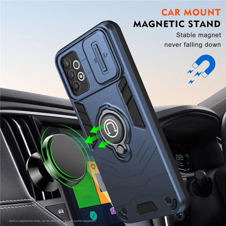 For Samsung Galaxy A32 4G (EU Version) Case PC+TPU Kickstand Phone Cover Slide Camera Lid