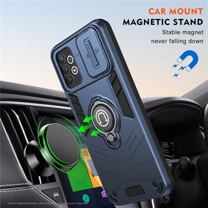 For Samsung Galaxy A32 4G (EU Version) Case PC+TPU Kickstand Phone Cover Slide Camera Lid