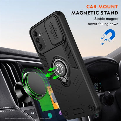 For Samsung Galaxy M14 5G Case Lens Protection Ring Kickstand PC+TPU Phone Cover