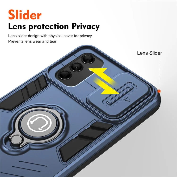 For Samsung Galaxy M14 5G Case Lens Protection Ring Kickstand PC+TPU Phone Cover