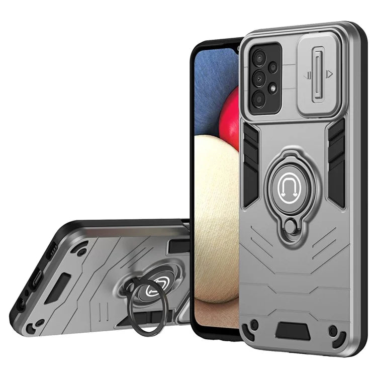 For Samsung Galaxy A13 4G Case PC+TPU Phone Cover with Kickstand and Slide Lens Guard