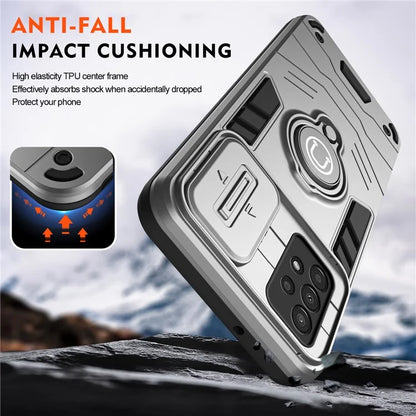 For Samsung Galaxy A13 4G Case PC+TPU Phone Cover with Kickstand and Slide Lens Guard
