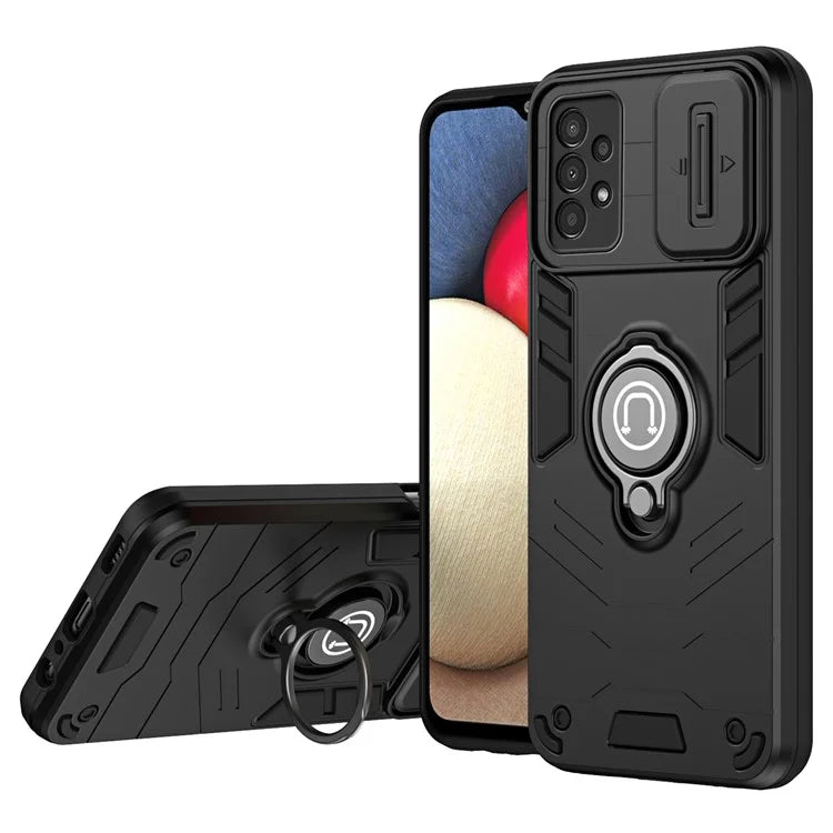 For Samsung Galaxy A13 4G Case PC+TPU Phone Cover with Kickstand and Slide Lens Guard