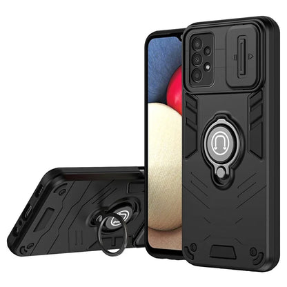 For Samsung Galaxy A13 4G Case PC+TPU Phone Cover with Kickstand and Slide Lens Guard