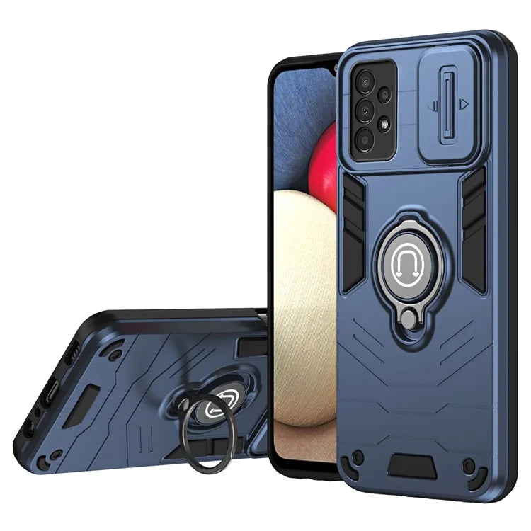 For Samsung Galaxy A13 4G Case PC+TPU Phone Cover with Kickstand and Slide Lens Guard