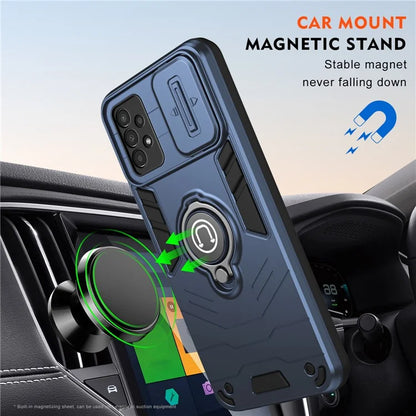 For Samsung Galaxy A13 4G Case PC+TPU Phone Cover with Kickstand and Slide Lens Guard
