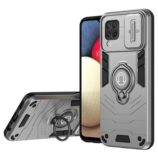 For Samsung Galaxy A22 4G (EU Version) Case PC+TPU Kickstand Cover with Slide Lens Cover