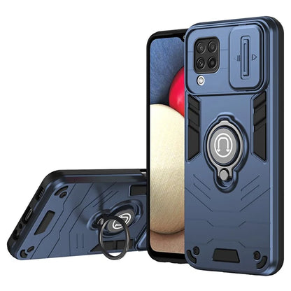 For Samsung Galaxy A22 4G (EU Version) Case PC+TPU Kickstand Cover with Slide Lens Cover