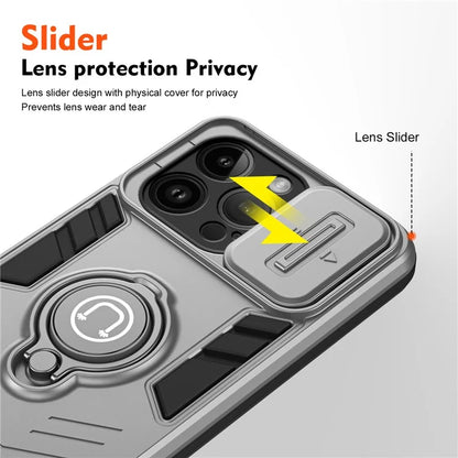 For iPhone 14 Pro Case Camera Protection PC+TPU Phone Cover with Ring Holder