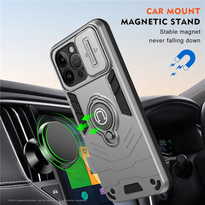 For iPhone 14 Pro Case Camera Protection PC+TPU Phone Cover with Ring Holder