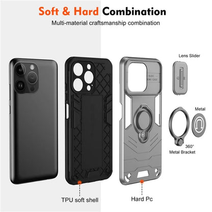 For iPhone 14 Pro Case Camera Protection PC+TPU Phone Cover with Ring Holder