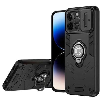 For iPhone 14 Pro Case Camera Protection PC+TPU Phone Cover with Ring Holder