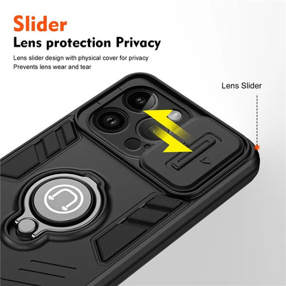 For iPhone 14 Pro Case Camera Protection PC+TPU Phone Cover with Ring Holder