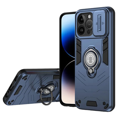 For iPhone 14 Pro Case Camera Protection PC+TPU Phone Cover with Ring Holder