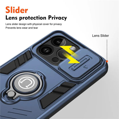 For iPhone 14 Pro Case Camera Protection PC+TPU Phone Cover with Ring Holder
