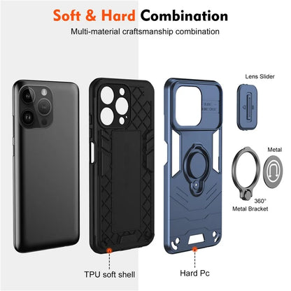 For iPhone 14 Pro Case Camera Protection PC+TPU Phone Cover with Ring Holder