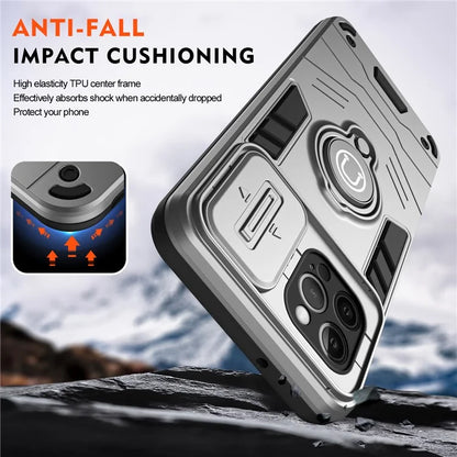 For iPhone 12 Pro Max Case PC+TPU Kickstand  Back Cover Slide Lens Cover