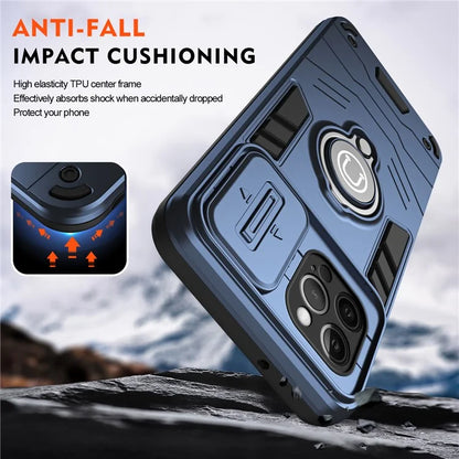 For iPhone 12 Pro Max Case PC+TPU Kickstand  Back Cover Slide Lens Cover