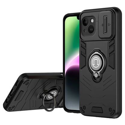 For iPhone 14 Case PC+TPU Anti-Drop Phone Cover with Ring Kickstand