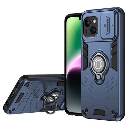 For iPhone 14 Case PC+TPU Anti-Drop Phone Cover with Ring Kickstand